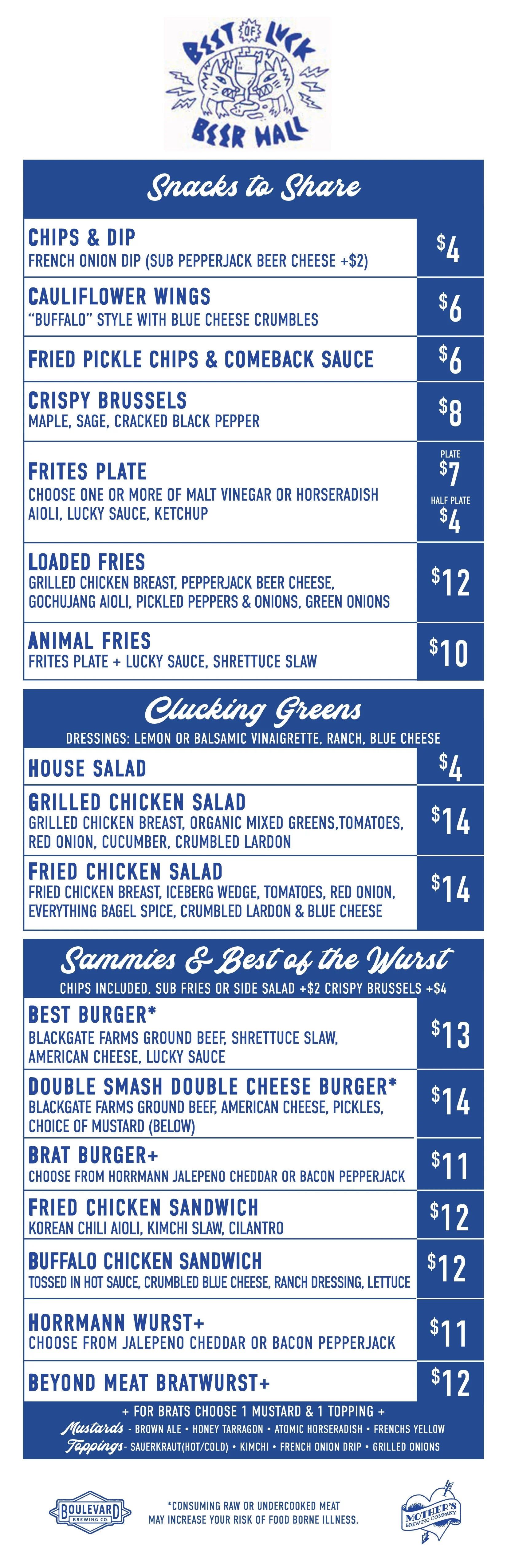 Food & Cocktails — Best of Luck Beer Hall