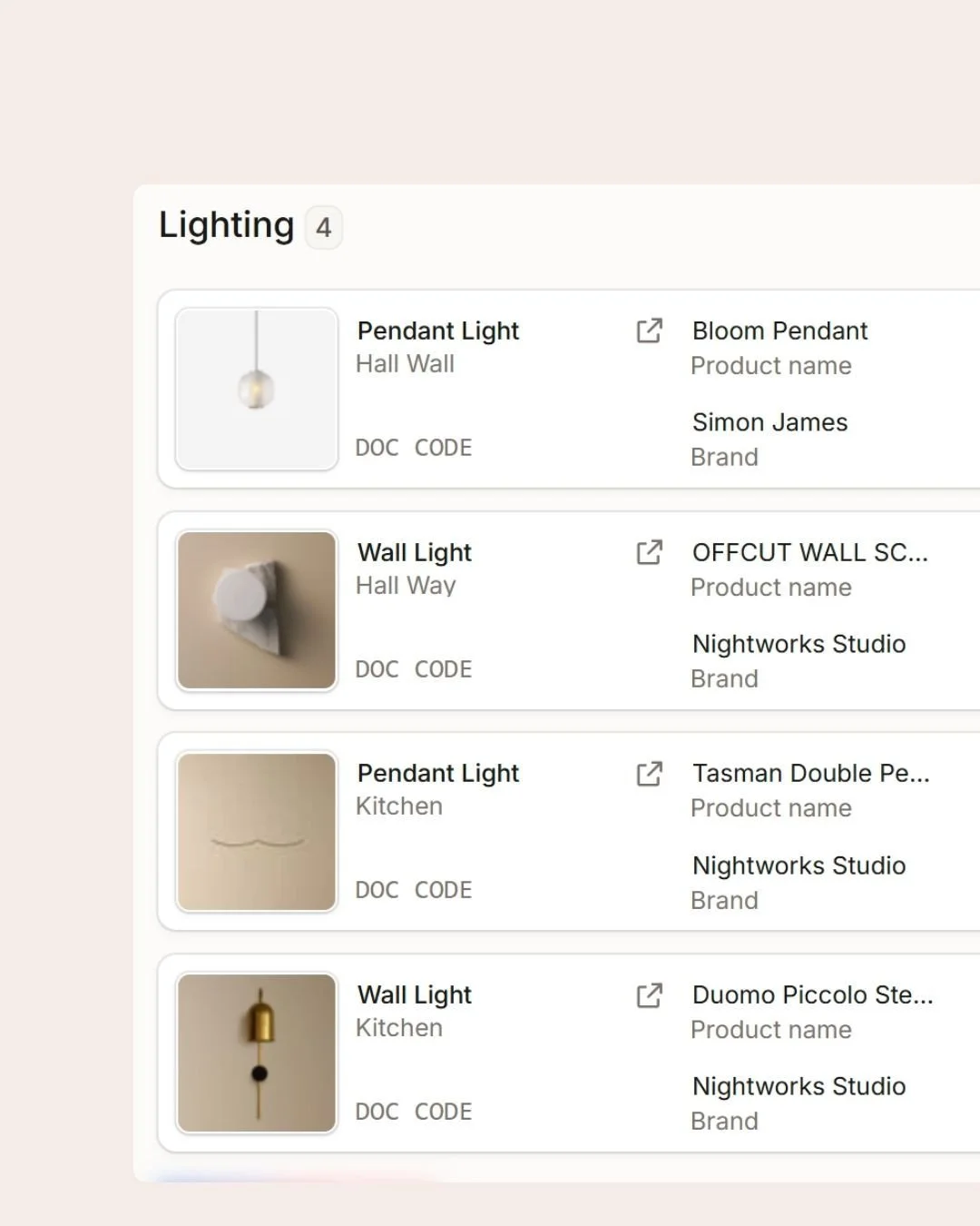 From screen to site.⁠
⁠
These lighting selections were reviewed and approved in Programa, then carried through into the finished home. It is a simple tool, but an important part of how we keep projects organised and make the selection process clear f