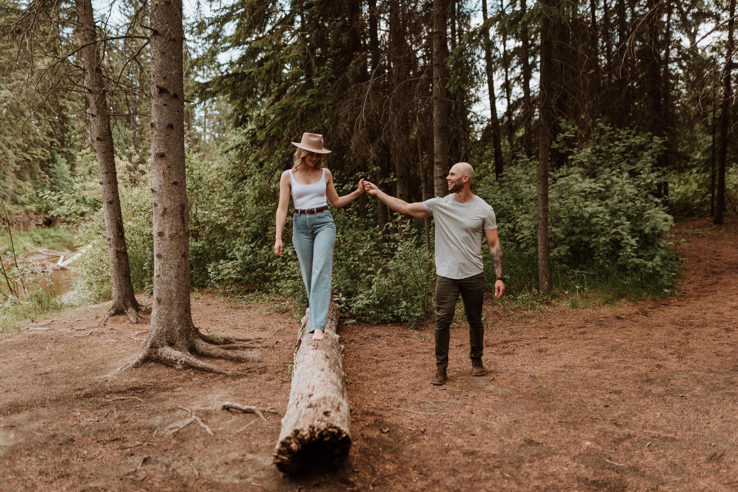 Walking on a fallen log