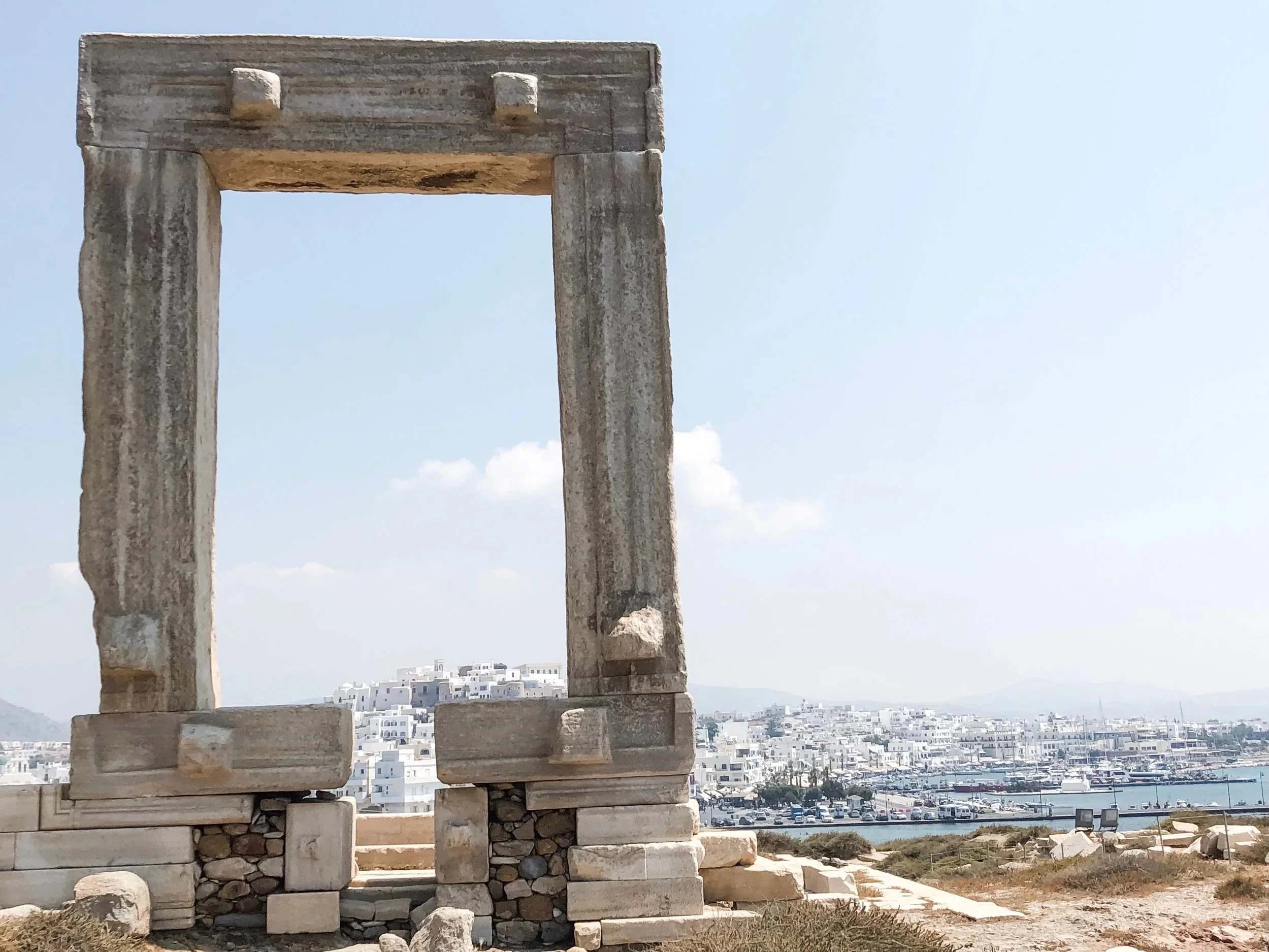 Naxos town with Portara at the front