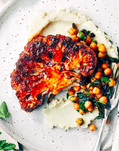 Harissa Glazed Cauliflower Steaks