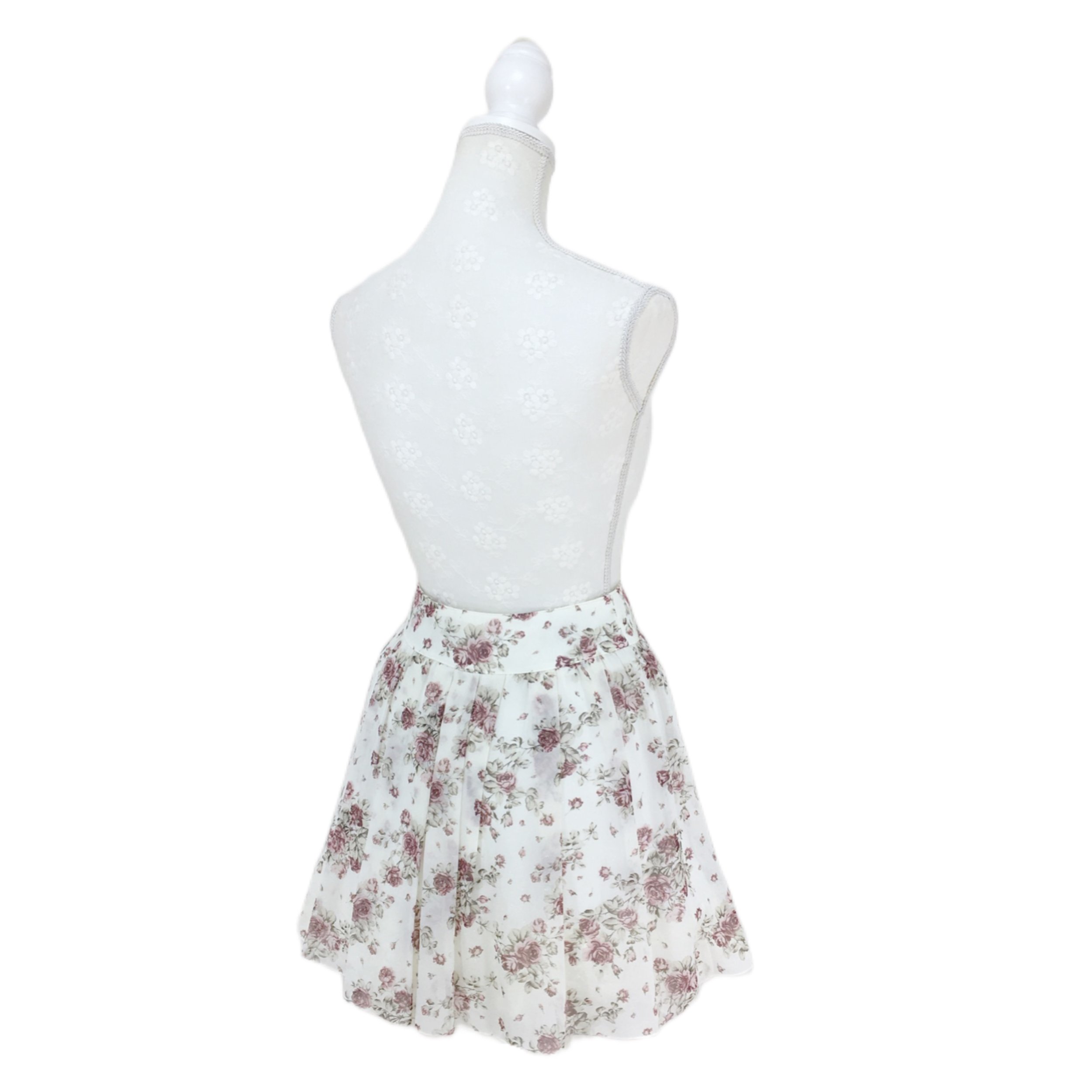 L’EST ROSE Antique Rose Chiffon Skirt (White) — MultiPal Store