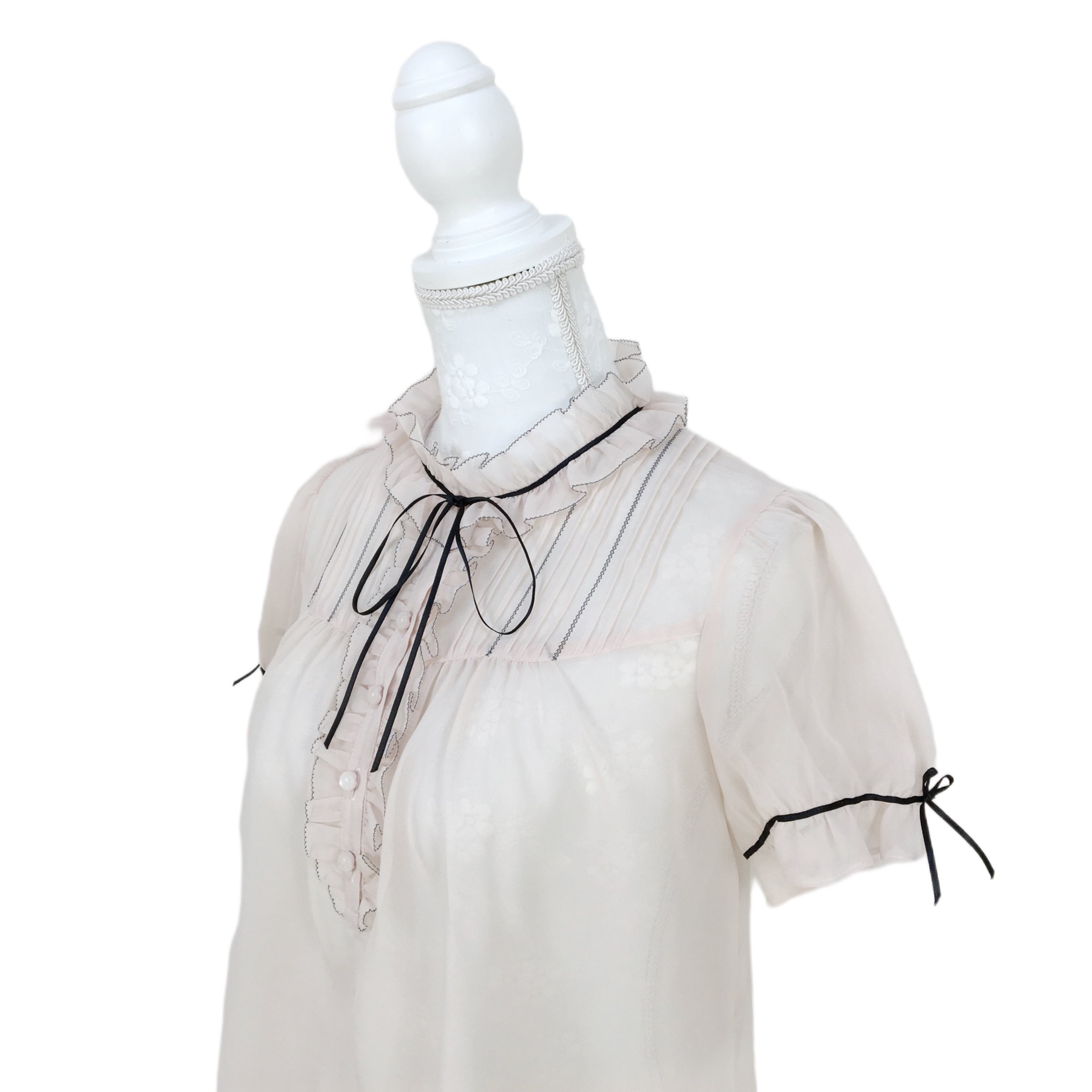 L'EST ROSE String Bow Chiffon Blouse (Soft Pink) — MultiPal Store