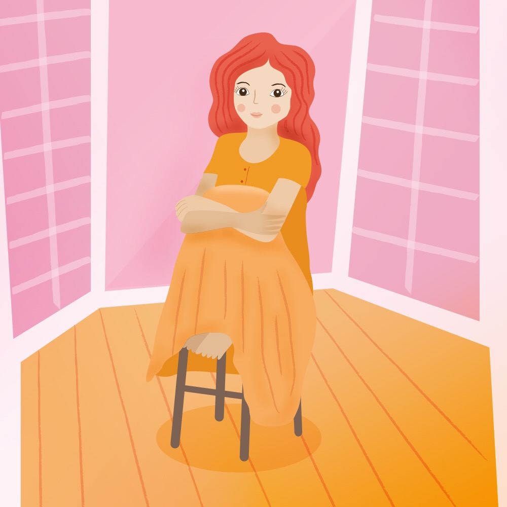 girl on stool