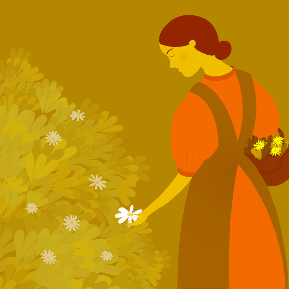 Girl with flowers mustard.jpg