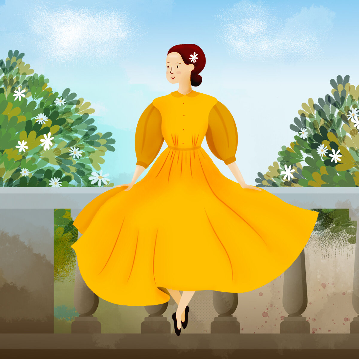 Woman sitting in a yellow dress.jpg