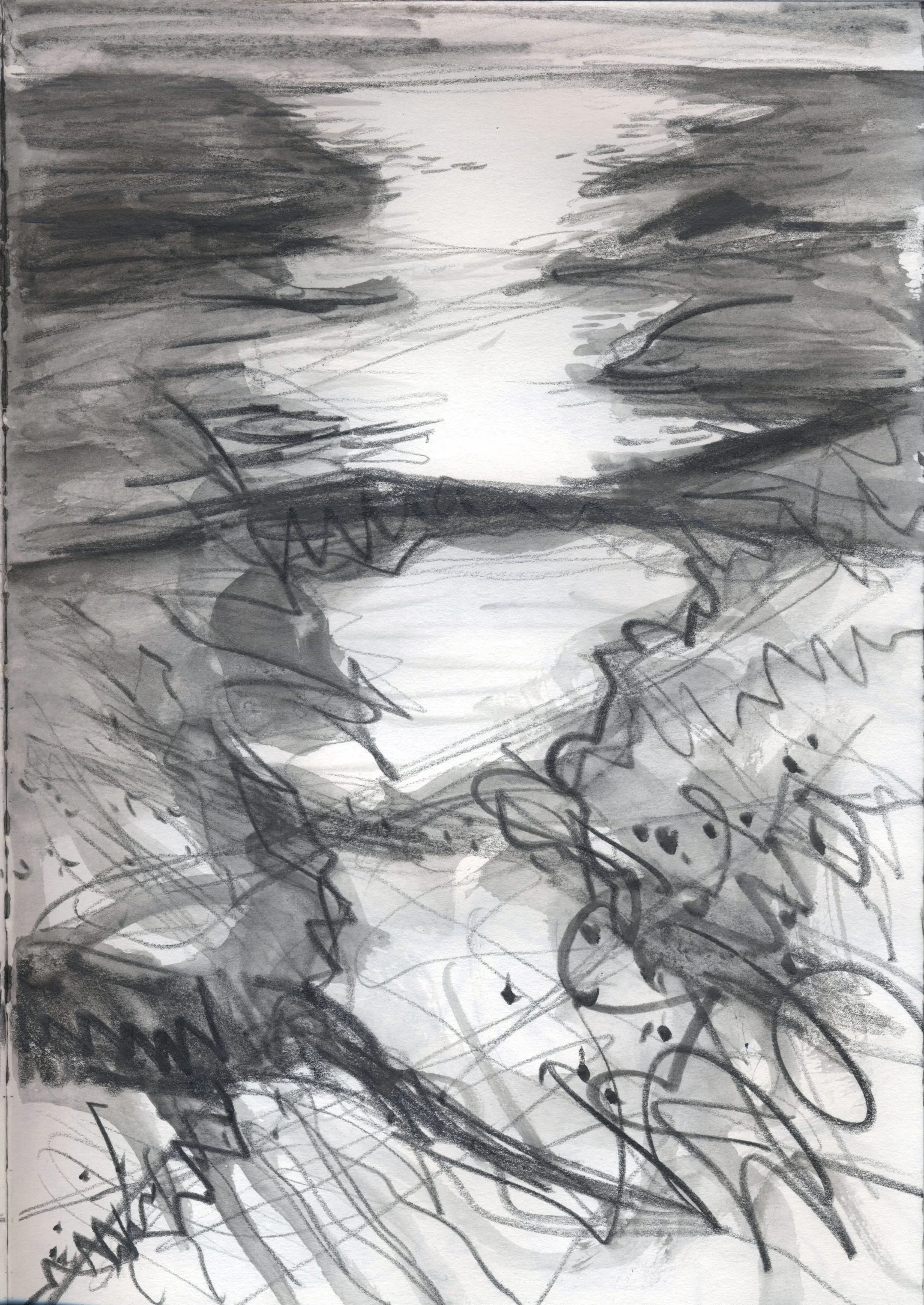 Night Drawing, from Southwick Beach II (2009) 20.5X29.5cm (water soluble pencil on paper)