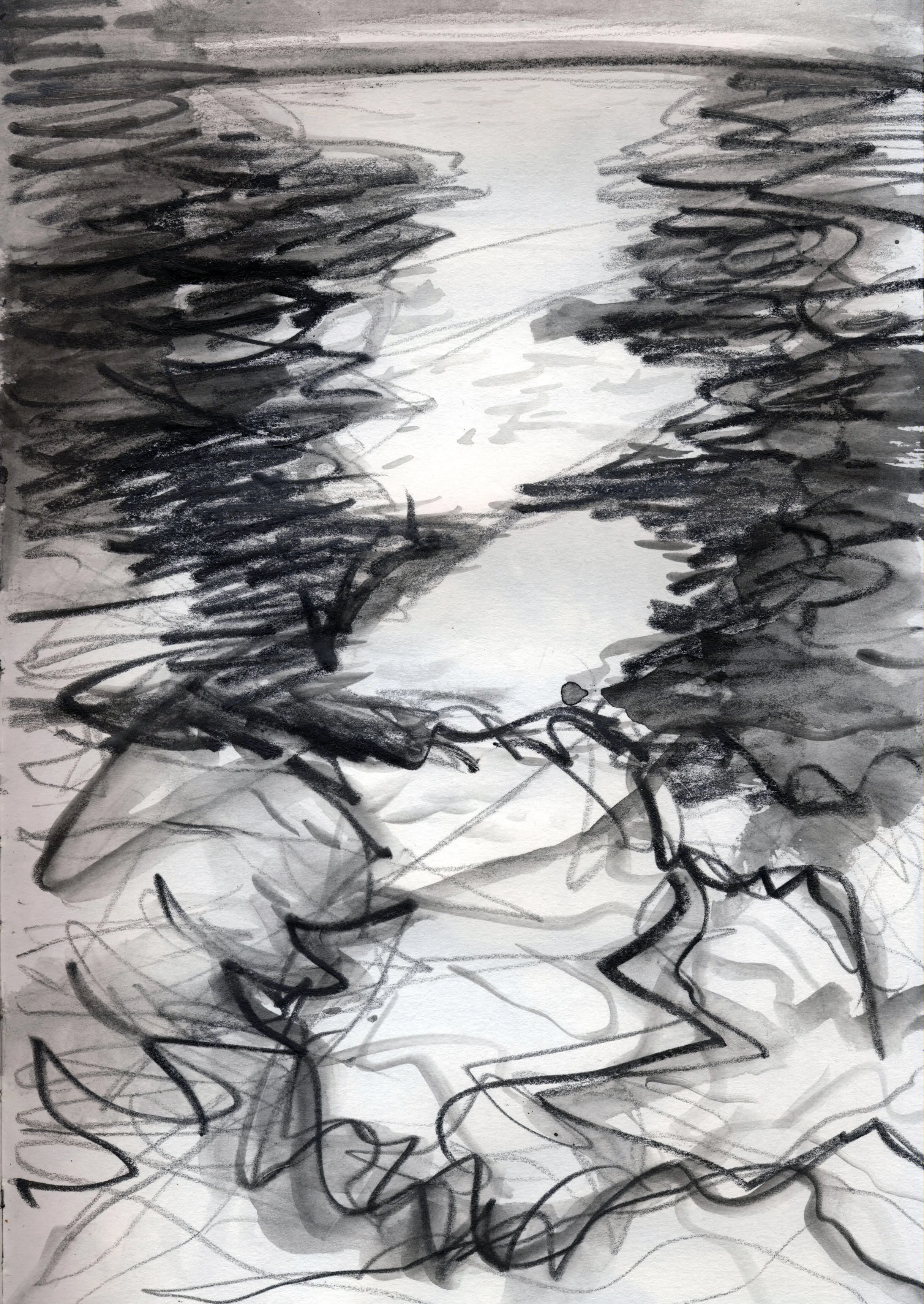 Night Drawing, from Southwick Beach IV (water soluble pencil on paper)