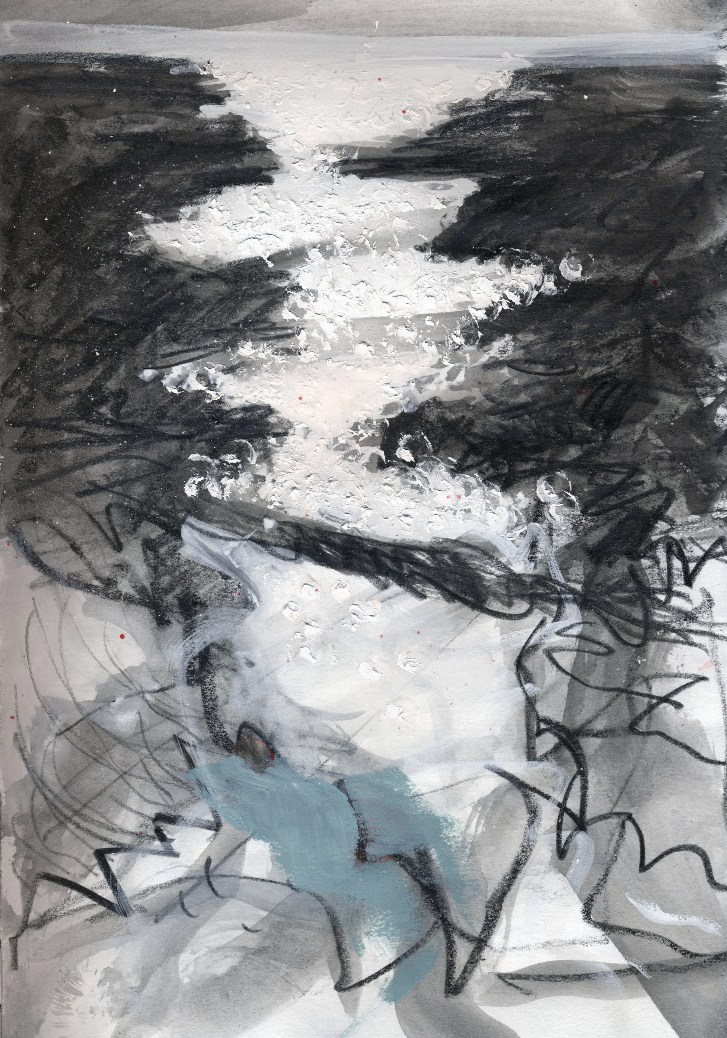 Night Drawing, from Southwick Beach V (2009) 20.5X29.5cm (water soluble pencil and acrylic on paper)