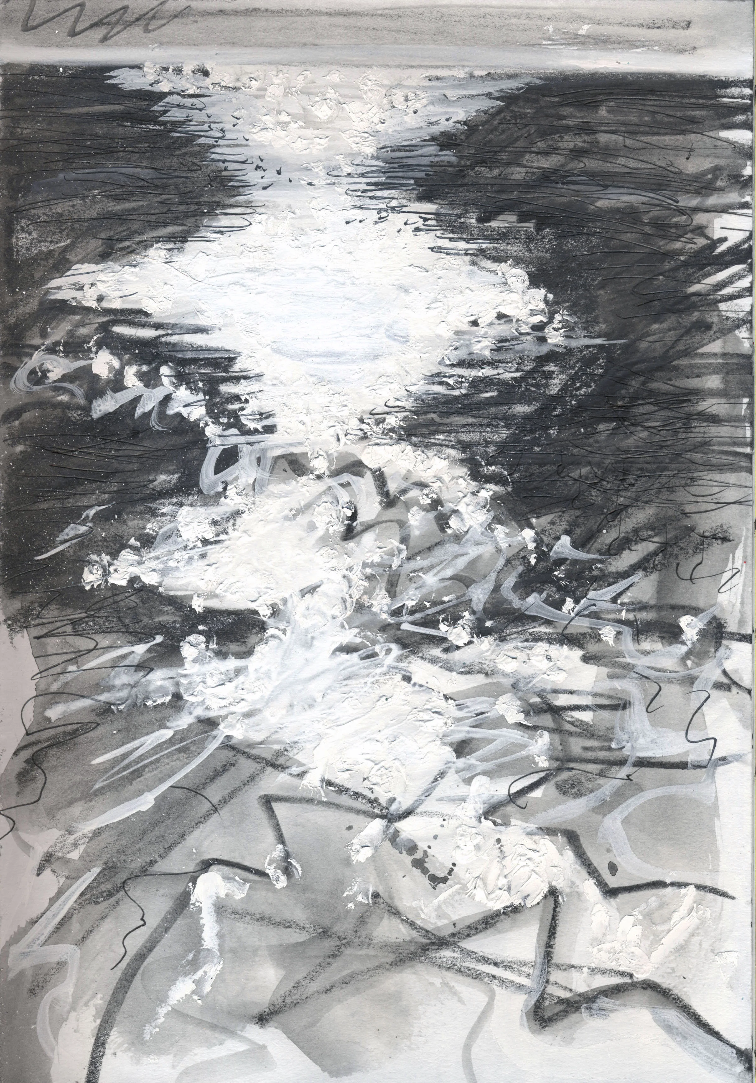 Night Drawing, from Southwick Beach (2009) 20.5X29.5cm (water soluble pencil and acrylic on paper)