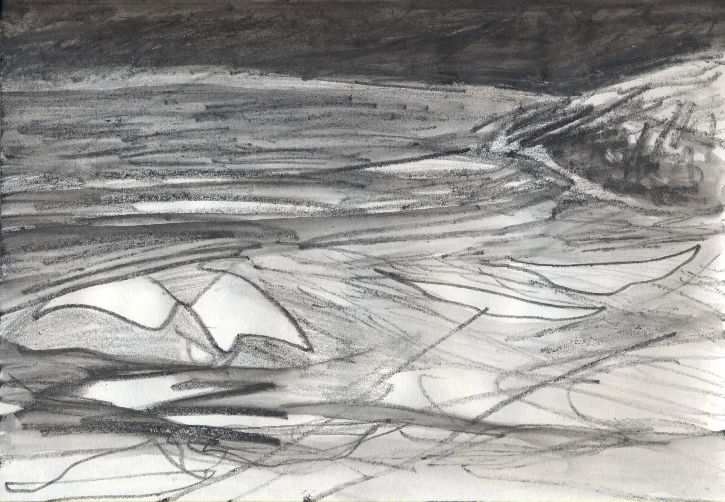 Night Drawing, from Southwick Beach IX (2009) 29.5X20.5cm (water soluble pencil on paper)