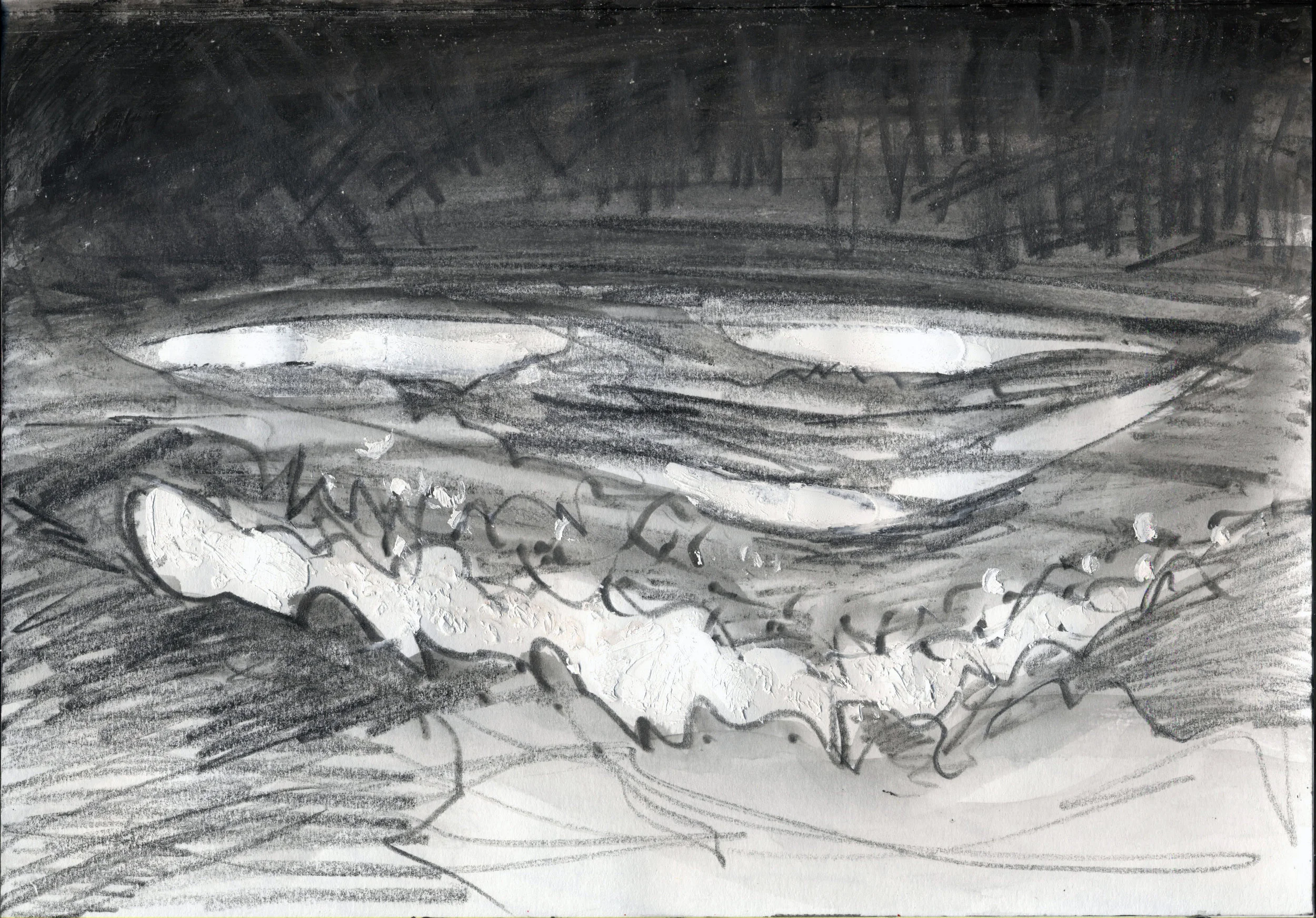 Night Drawing, from Southwick Beach X (2009) 29.5X20.5cm (water soluble pencil on paper)