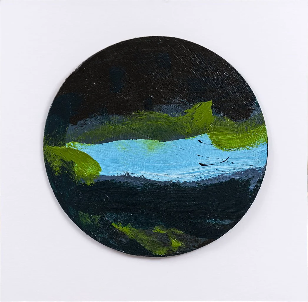 005 - GHands - Rodmell Tondo (Rustique) no.3 2026 Acrylic on wood 22cm dia - .jpg