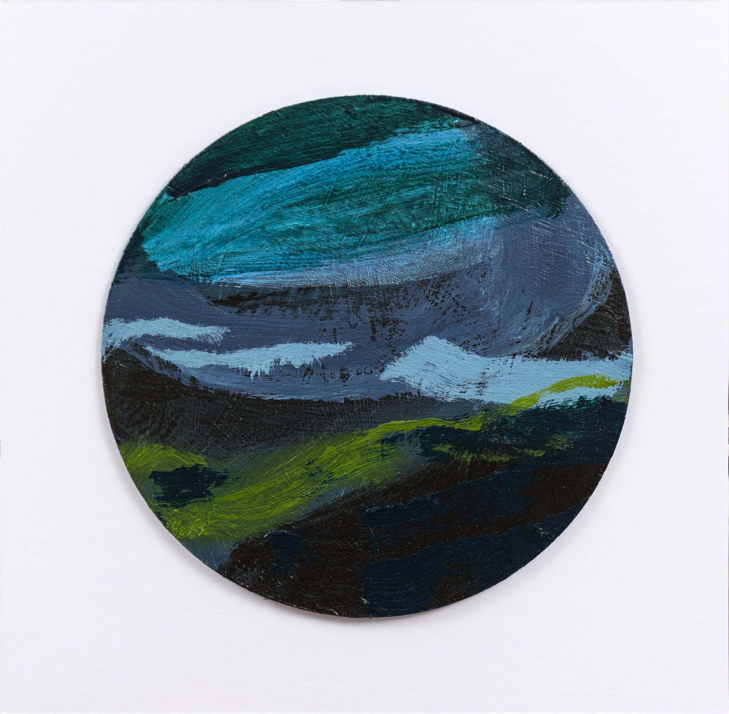 Rodmell Tondo (Rustique) No.1 2026 (22cm dia.) Acrylic on wood