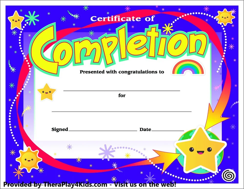 Award Print Out — TheraPlay 4 Kids