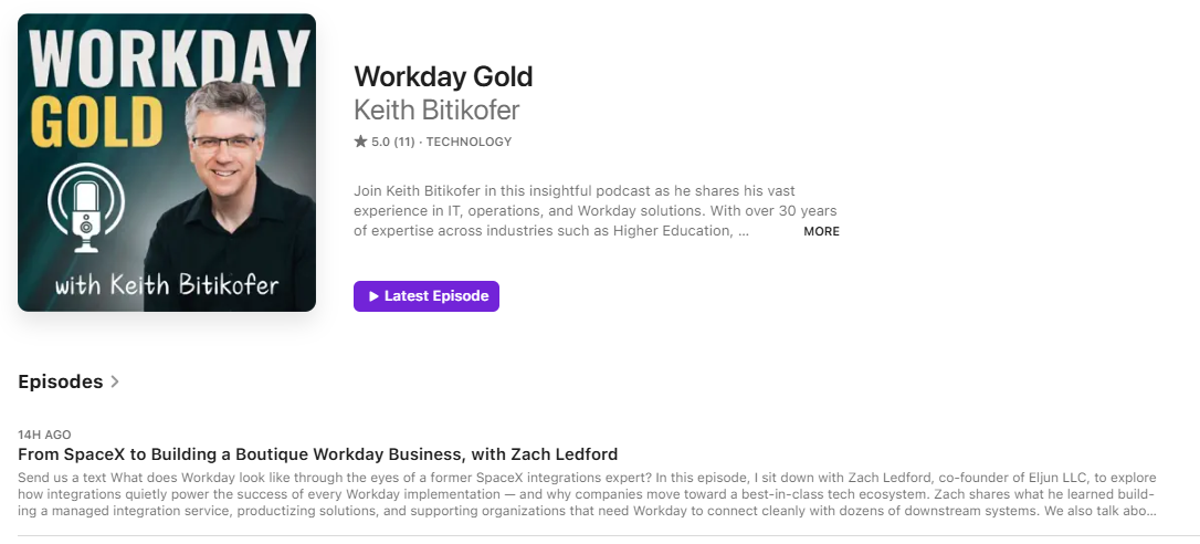 Listen Now: Podcast - Workday Gold with Keith Bitikofer