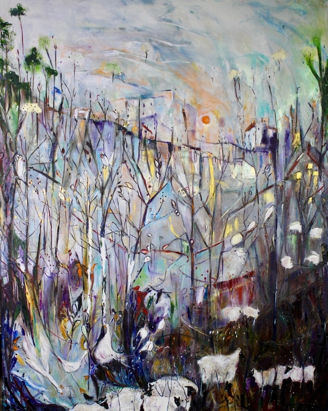 Towards Evening, mixed on canvas, 160 x 130 cm, SOLD