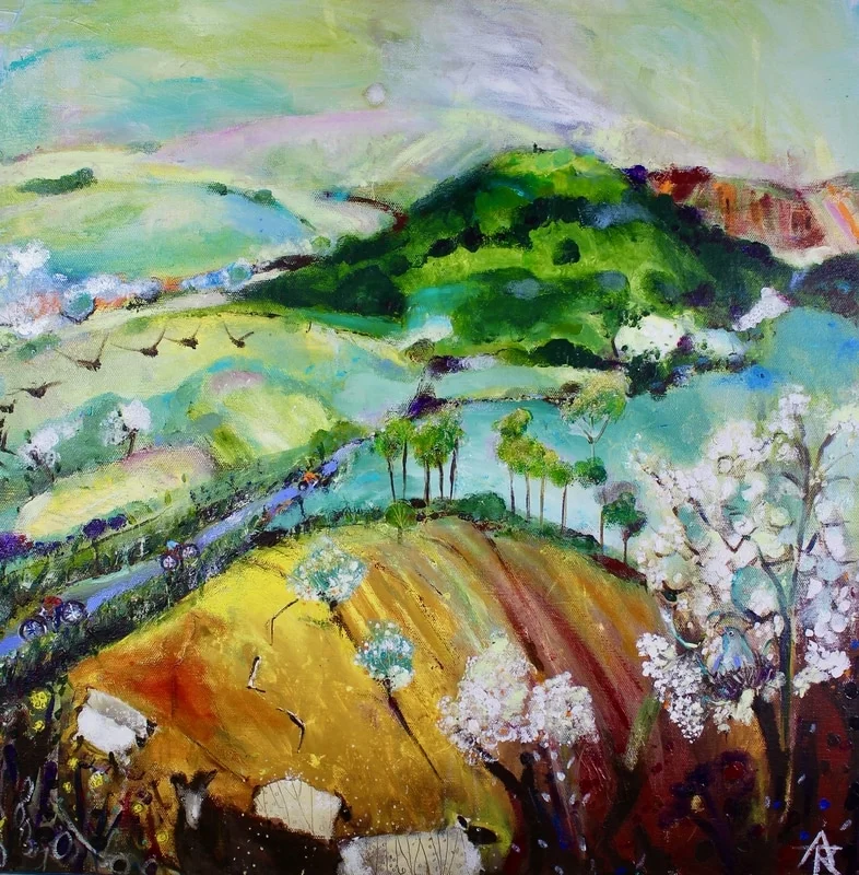 Spring Frolics, acrylic on canvas, 56 x 56 cm