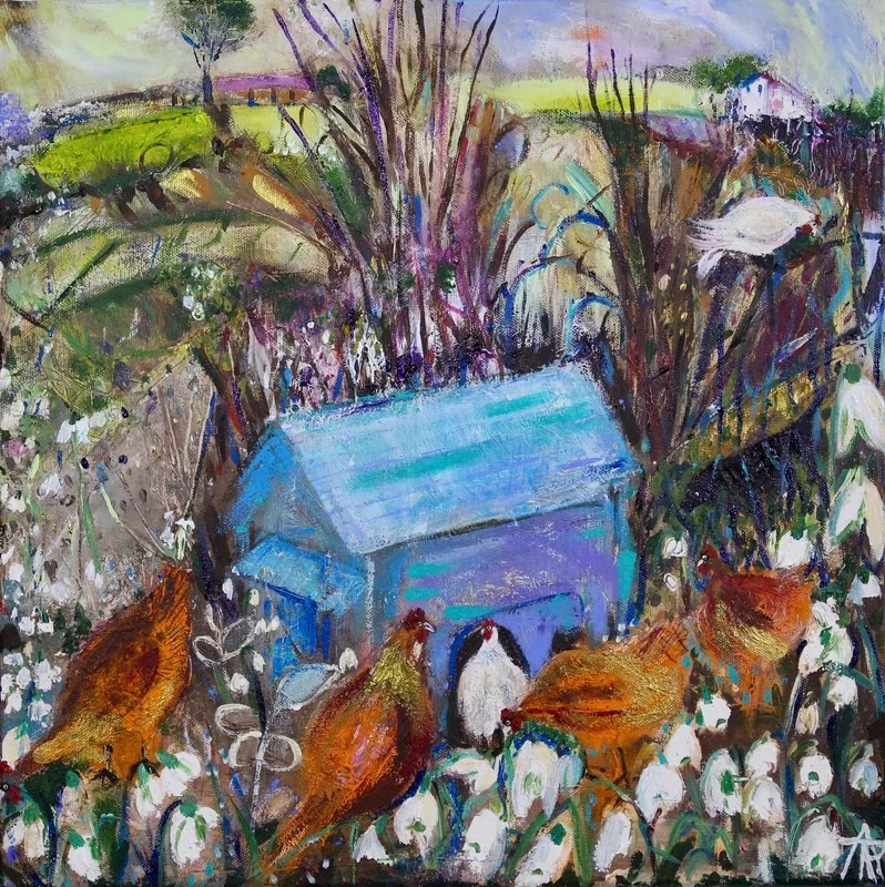 The Blue Hen House, acrylic on canvas, 44 x 44 cm