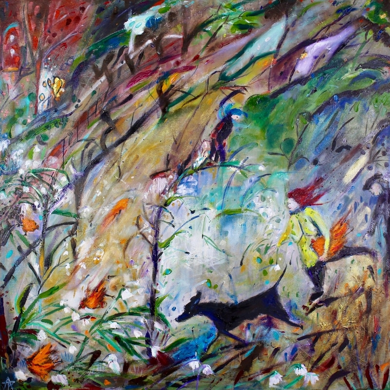 Big Wind and Bowing Trees, oil and mixed media on canvas, 80 x 80 cm, SOLD