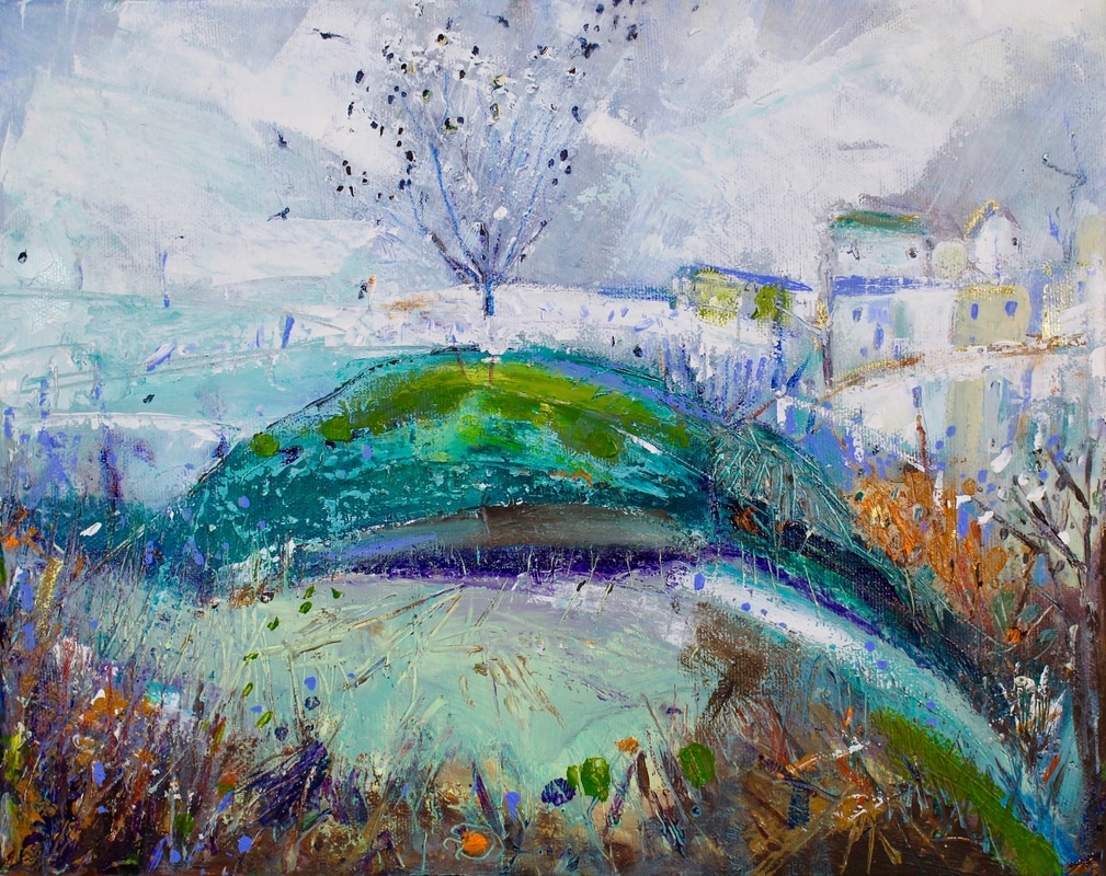 Starlings Calling, acrylic on canvas, 28 x 34 cm