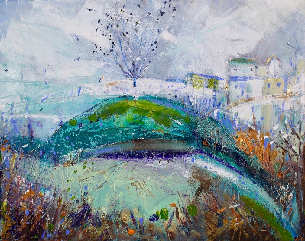 Starlings Calling, acrylic on canvas, 28 x 34 cm, SOLD
