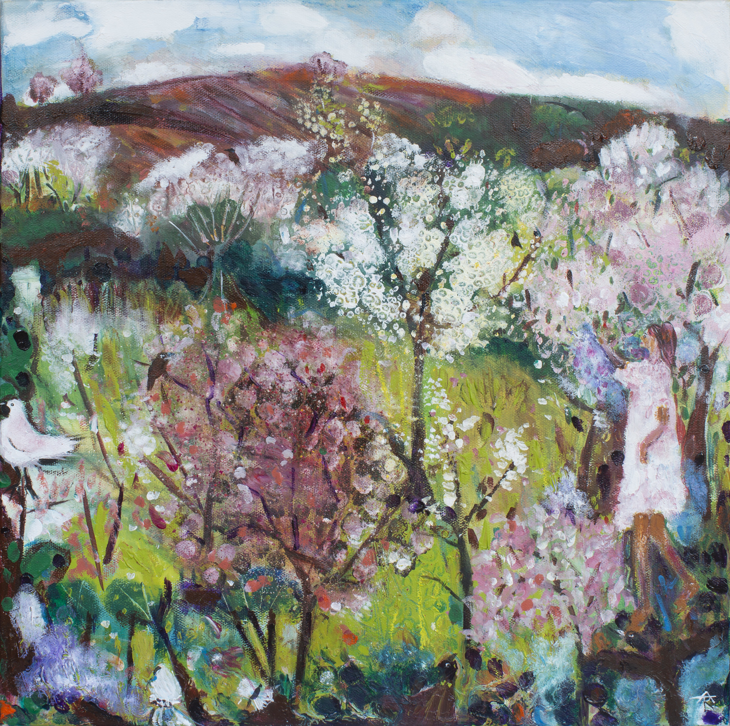 Daydreaming In The Blossom, acrylic on canvas, 46 x 46 cm, SOLD