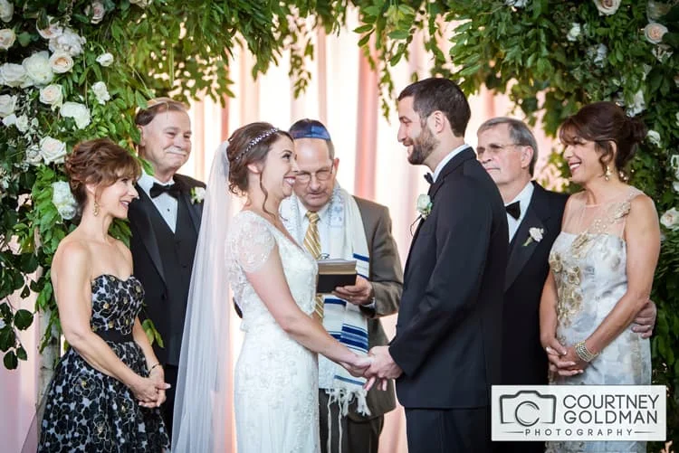 Jewish Wedding Ceremony under Floral Chuppah at The Foundry at Puritan Mill by Courtney Goldman Photography 26