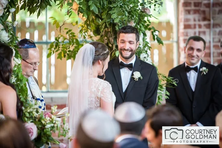 Jewish Wedding Ceremony under Floral Chuppah at The Foundry at Puritan Mill by Courtney Goldman Photography 29