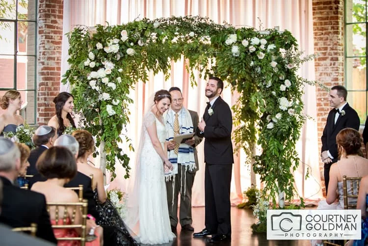 Jewish Wedding Ceremony under Floral Chuppah at The Foundry at Puritan Mill by Courtney Goldman Photography 31