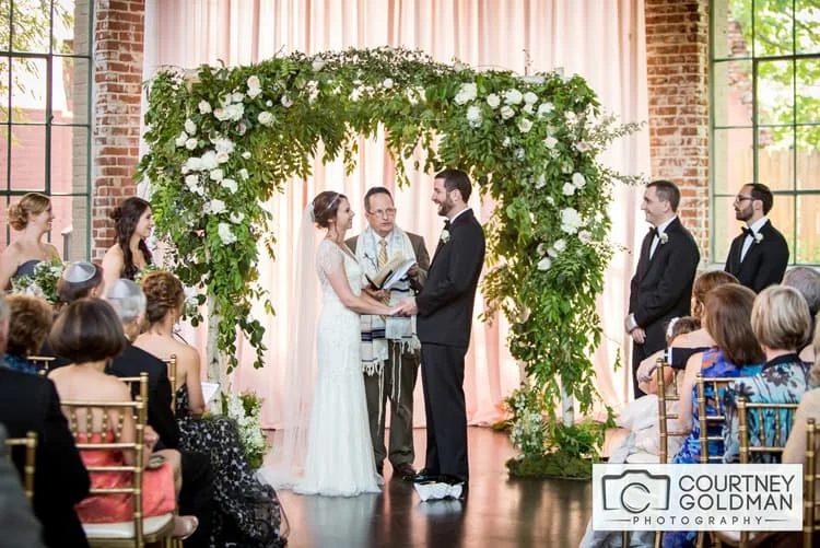 Jewish Wedding Ceremony under Floral Chuppah at The Foundry at Puritan Mill by Courtney Goldman Photography 32