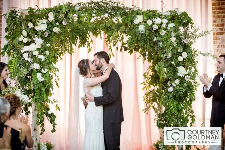 Jewish Wedding Ceremony under Floral Chuppah at The Foundry at Puritan Mill by Courtney Goldman Photography 34