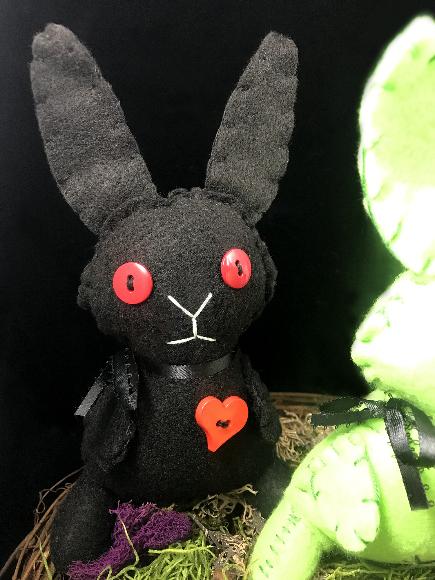 Zombie Bunny Plush - Black Demon and White Albino Variants — Bats