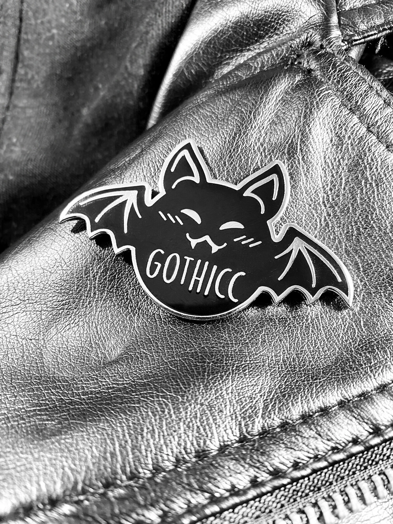"Gothicc" Bat 1.75" Hard Enamel Pin