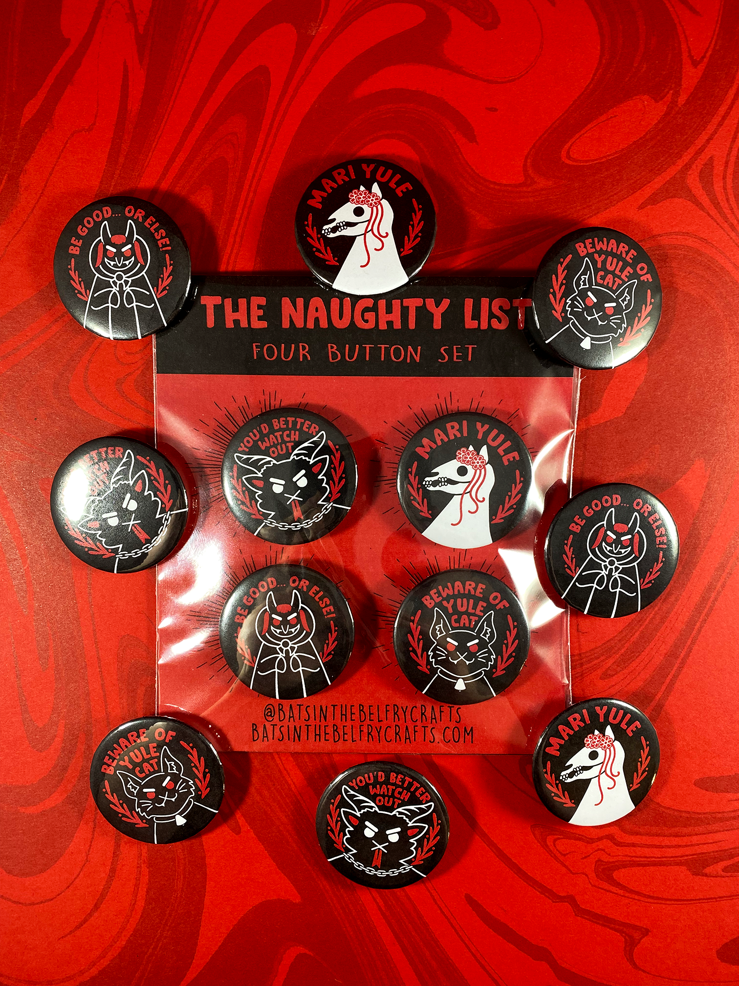 "The Naughty List" Set of 4 Buttons