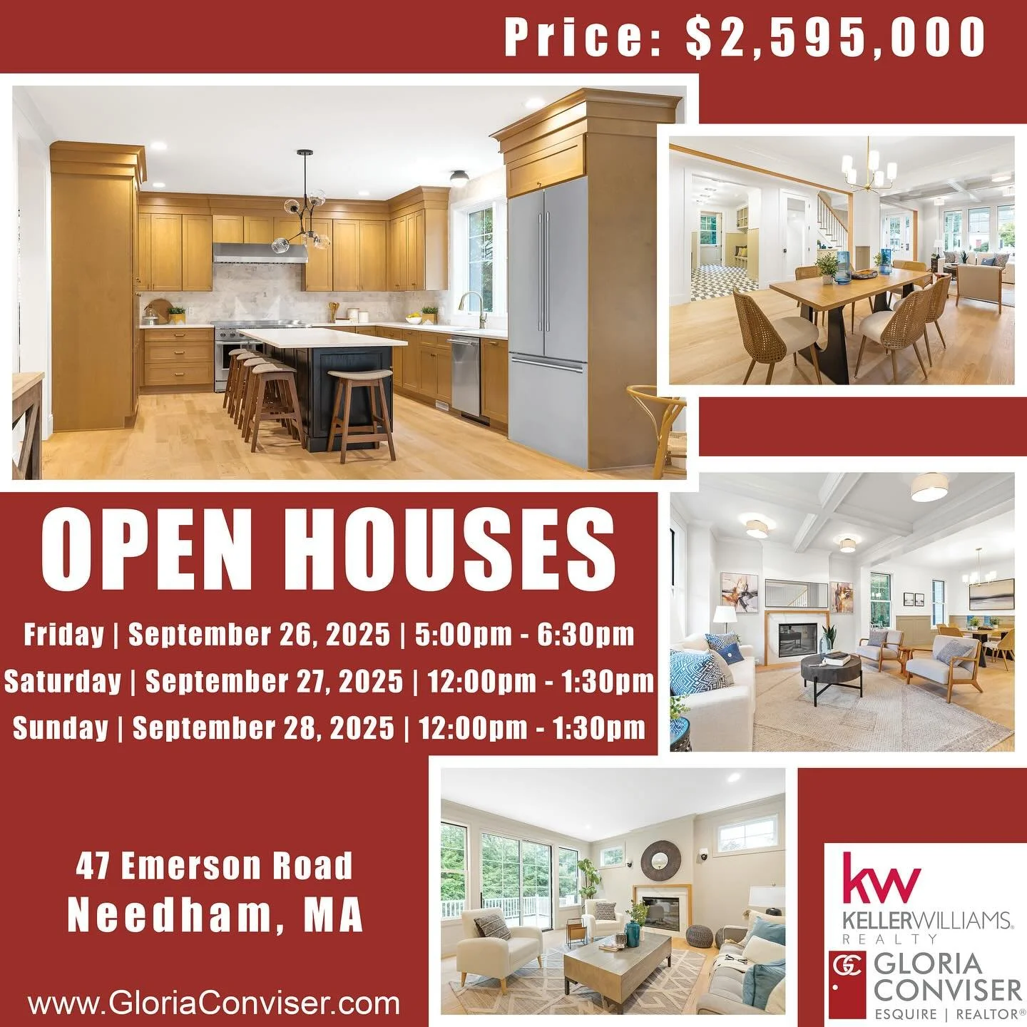 ✨OPEN HOUSES | Your dream new home in Needham 🏡
 47 Emerson Road has everything- soaring ceiling heights, gleaming hardwood floors, the chef&rsquo;s kitchen with induction cooking, living room with fireplace, spacious family room with fireplace, fou