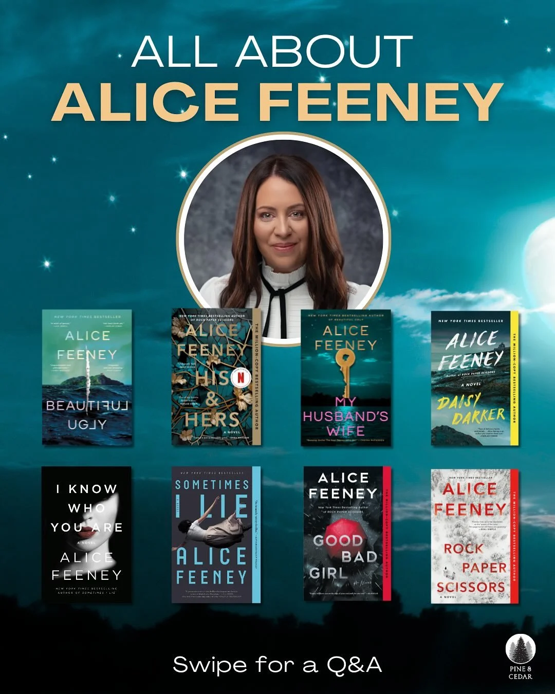 Spooky season is just around the corner. Get to know @alicewriterland, the author of some of our favorite thrillers including Beautiful Ugly, Sometimes I Lie, His &amp; Hers, and the upcoming My Husband&rsquo;s Wife. Which of books have you read and 