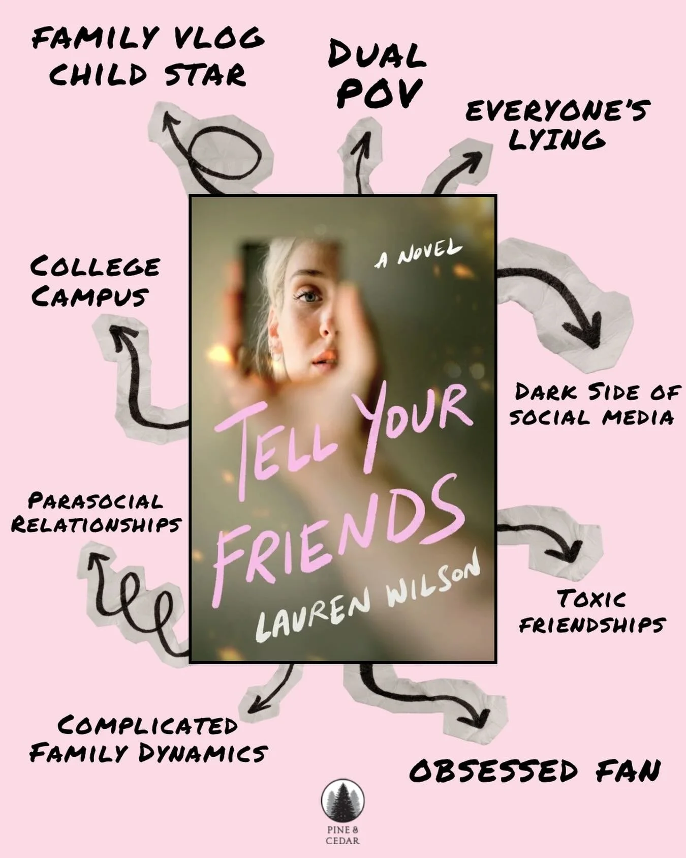 FRIENDS by @laurenwilsonauthor has:
💖 Dual POV
💖 Everyone&rsquo;s lying
💖 Dark side of internet fame
💖 Parasocial relationships
💖 Cat-and-mouse thrills &amp; twists

SYNOPSIS:
University was meant to be Crystal&rsquo;s way out. Growing up, there