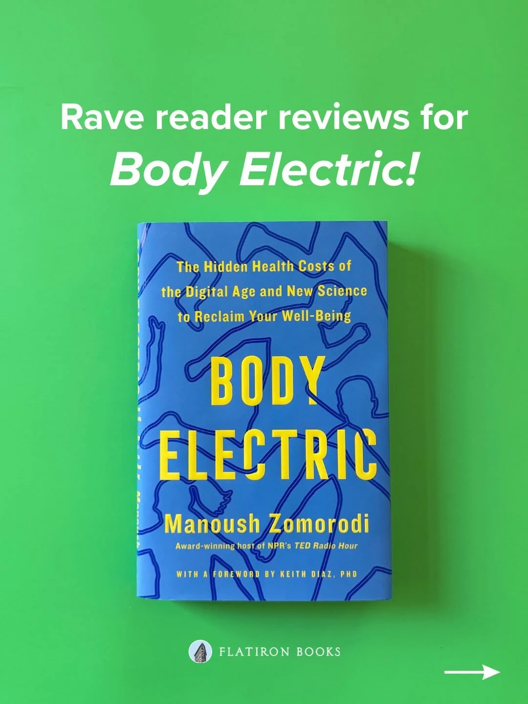 We&rsquo;re a little over two weeks out from BODY ELECTRIC by @manoushz hitting shelves! See what readers have to say about this eye-opening and timely investigation into how screens and sitting are changing our lives 💻 ✨