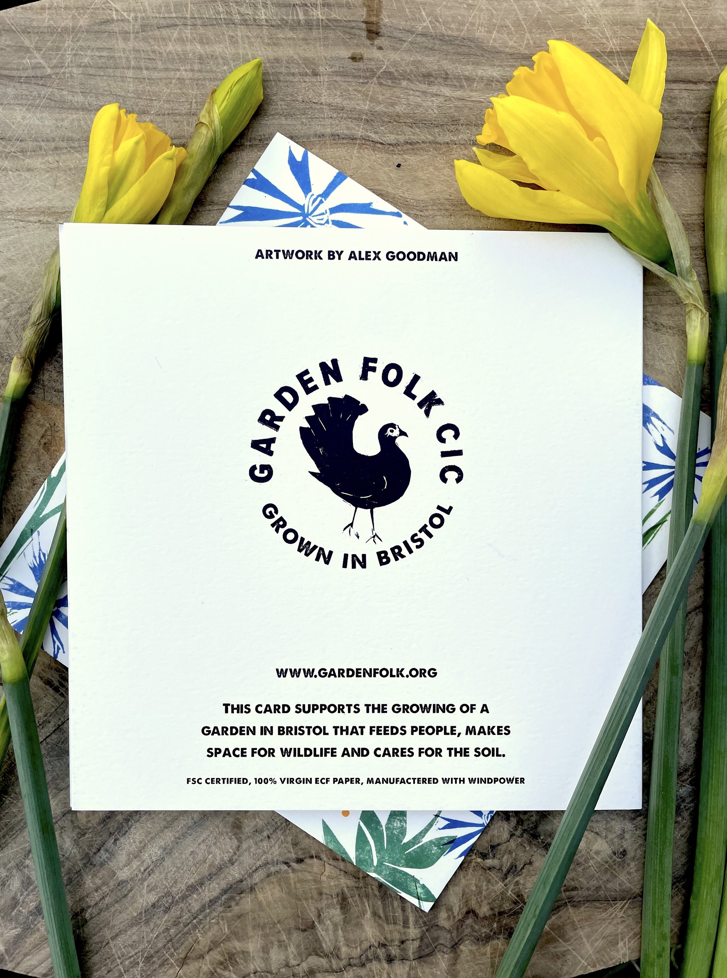 It's Party Time celebration of flowers linocut greetings card locally made in Bristol