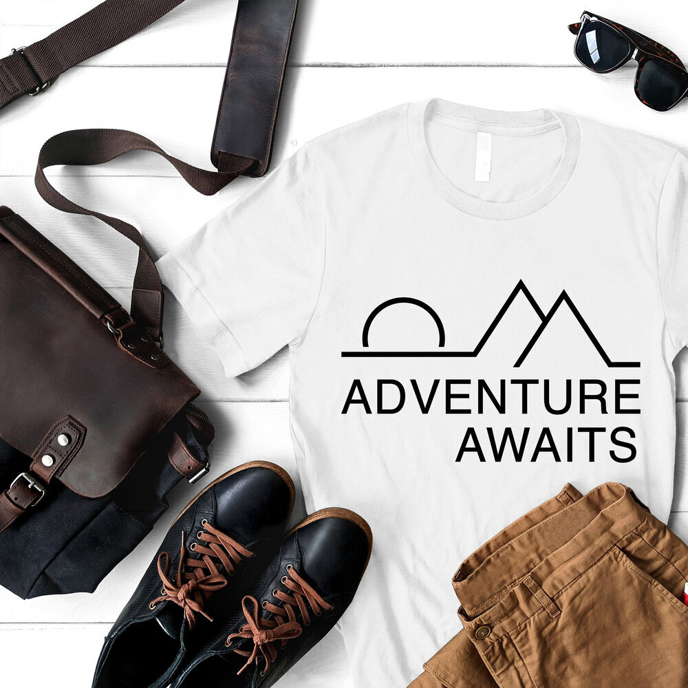 Adventure Awaits Black Logo Short-Sleeve Unisex T-Shirt
