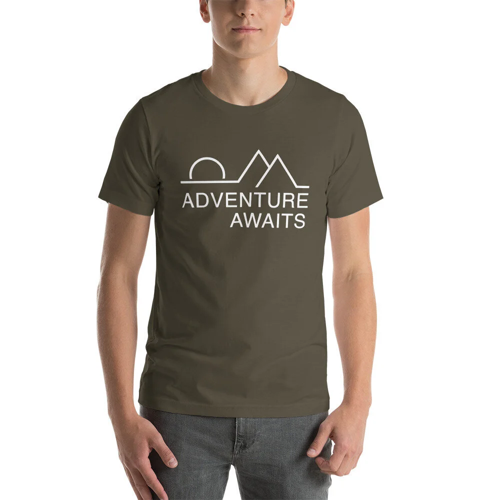 Adventure Awaits White Logo Short-Sleeve Unisex T-Shirt