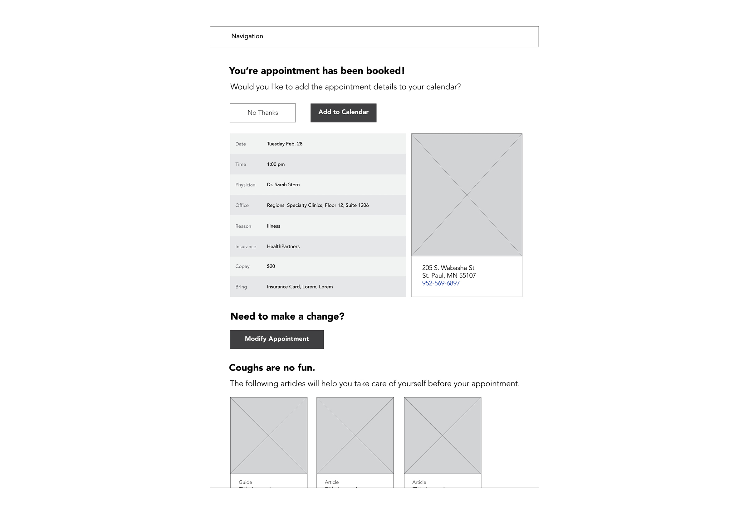 In the proposed strategy, a user’s scheduled appointment would be automatically added to their calendar with text message reminders leading up to their appointment.
