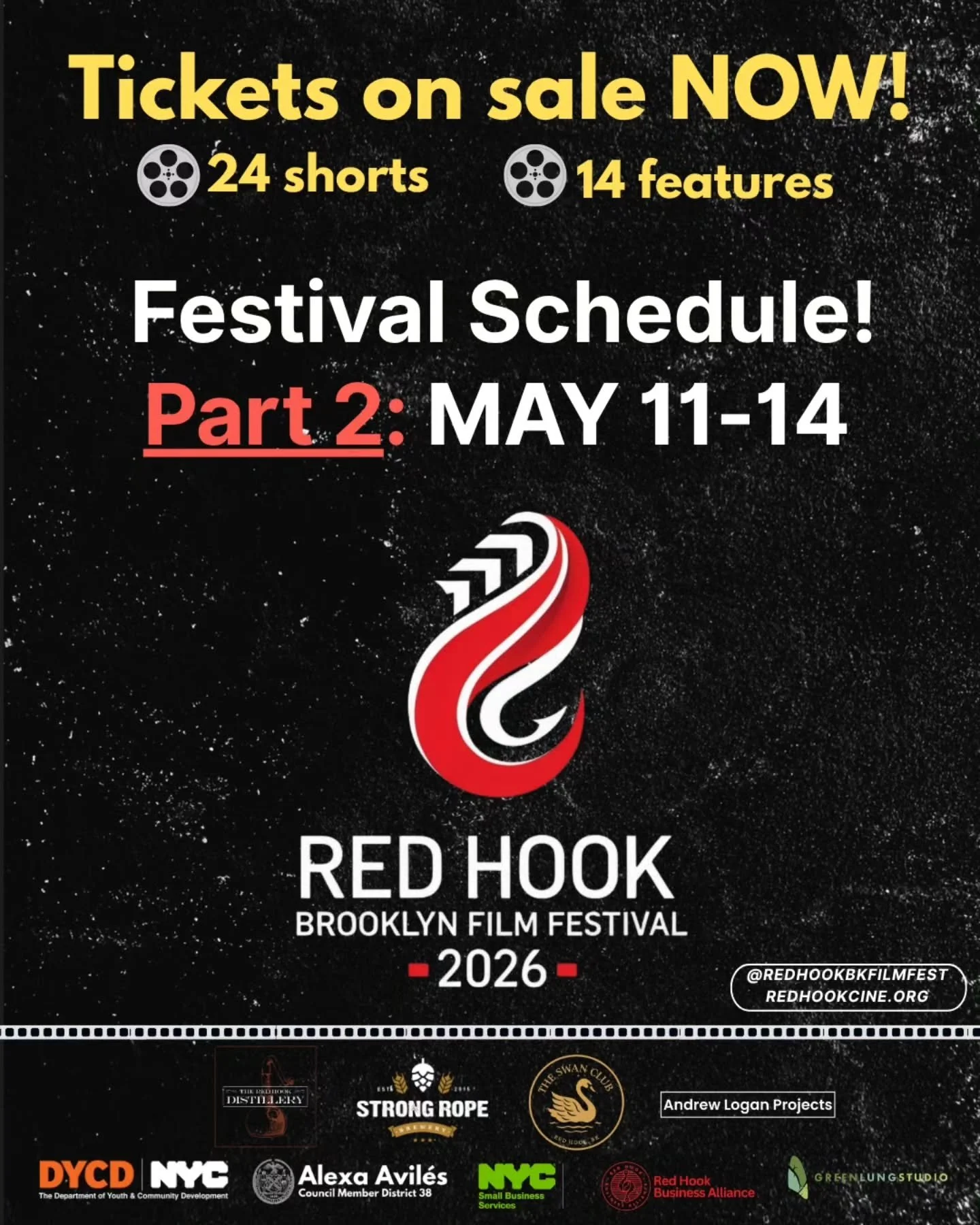 Tix &mdash; link in Bio!

Part 2: May 11-14 -- featuring a film-themed trivia night, a feature and short films screenings!

This indie film fest grew from the Red Hook community's creative heartbeat. Now it is a space that honors heritage, amplifies 