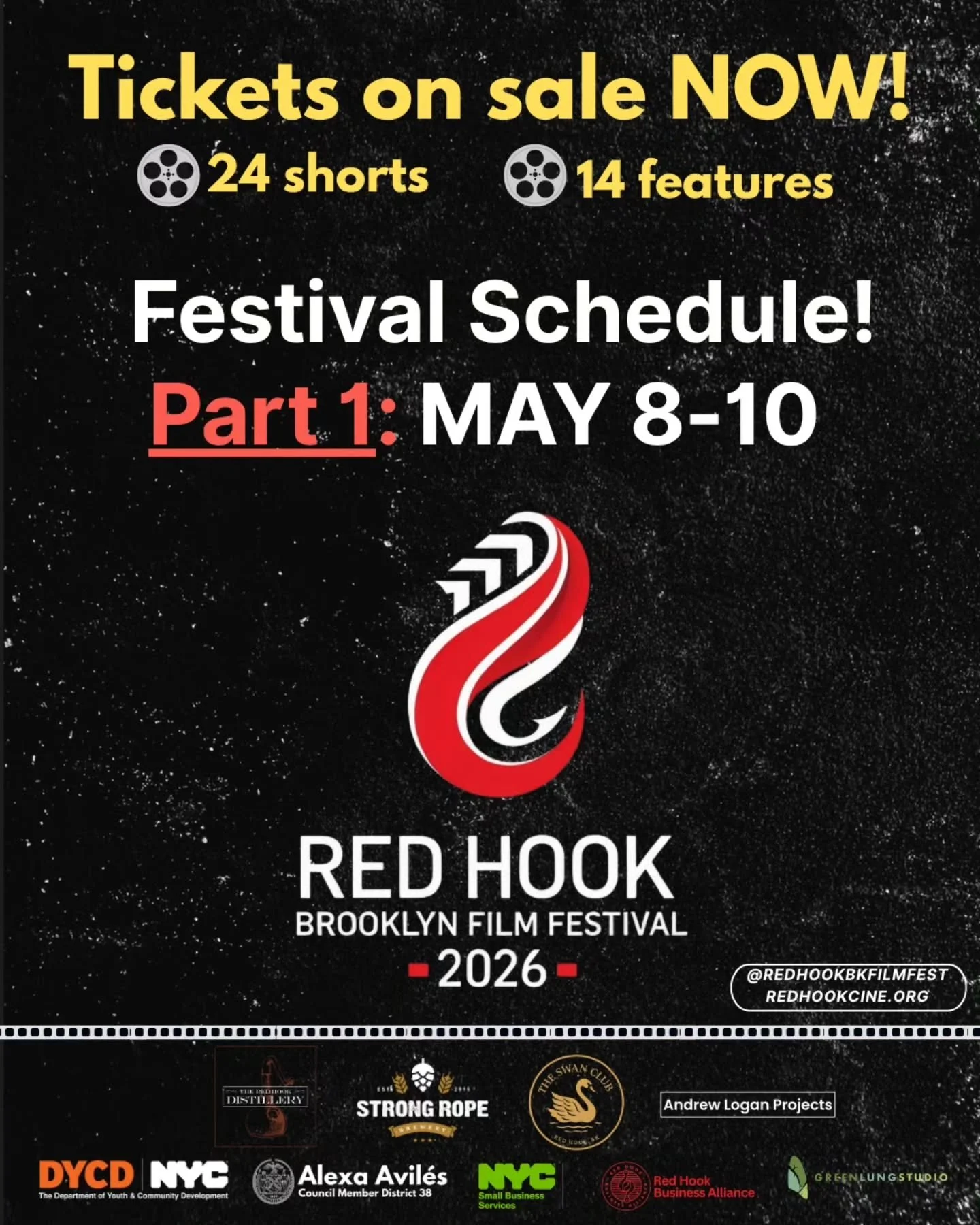 Tix &mdash; link in Bio!

Part1: May 8-10 -- featuring the opening night party and the screenings of shorts and documentaries!

This indie film fest grew from the Red Hook community's creative heartbeat. Now it is a space that honors heritage, amplif