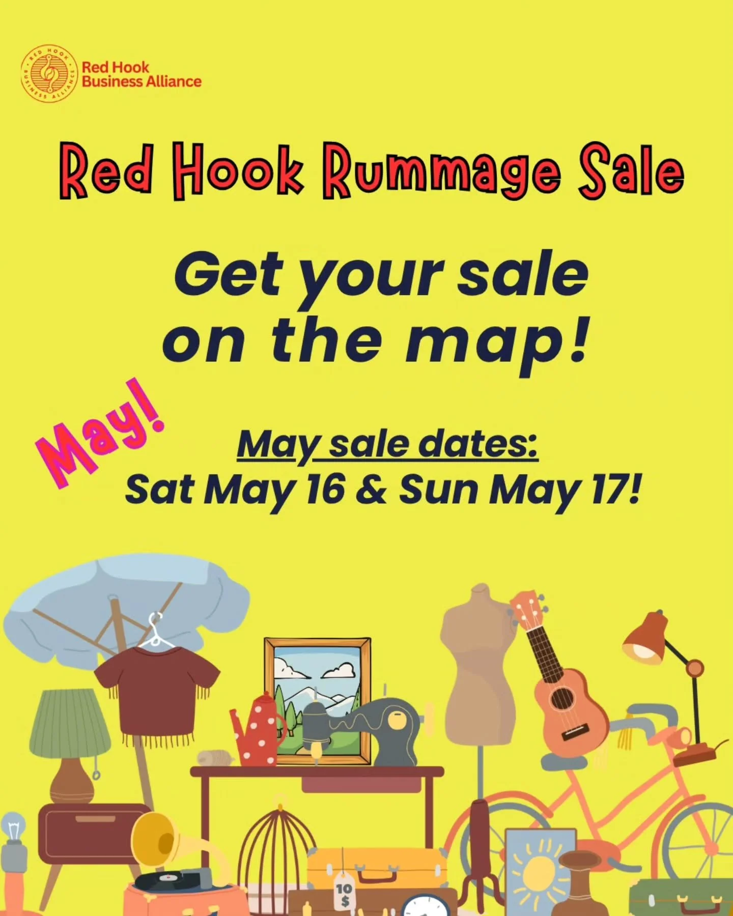 It's the first Red Hook Rummage Sale of the season! Add your sale to the map for Sat May 16 &amp; Sun May 17! Link in bio.

Then stay tuned: We will make a map for sales happening the 2nd weekend of June, July and August!

#redhookbrooklyn #redhookru