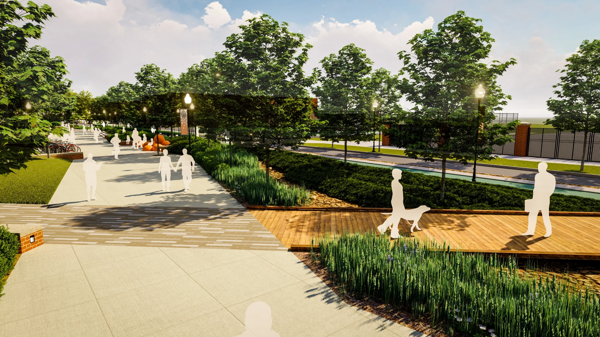  bioswale landscaping at new west campus promenade 