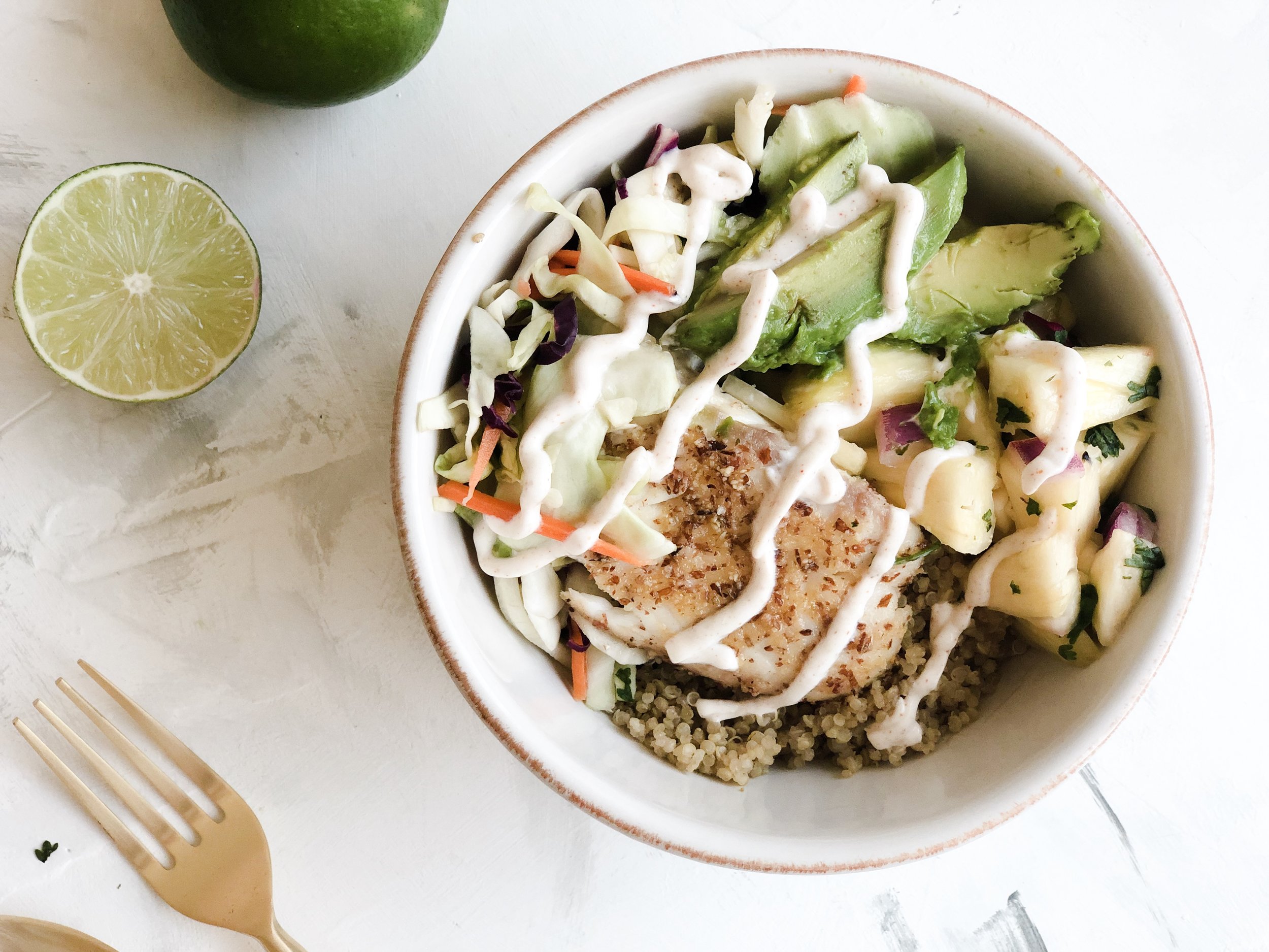 Fish Taco Quinoa Bowls 