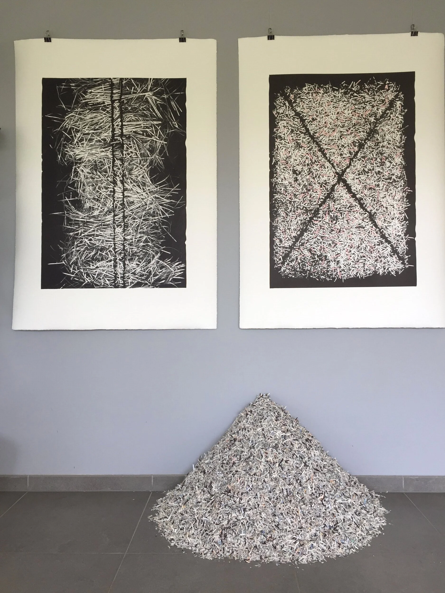 Waste Paper / Installation with 2 lithographs