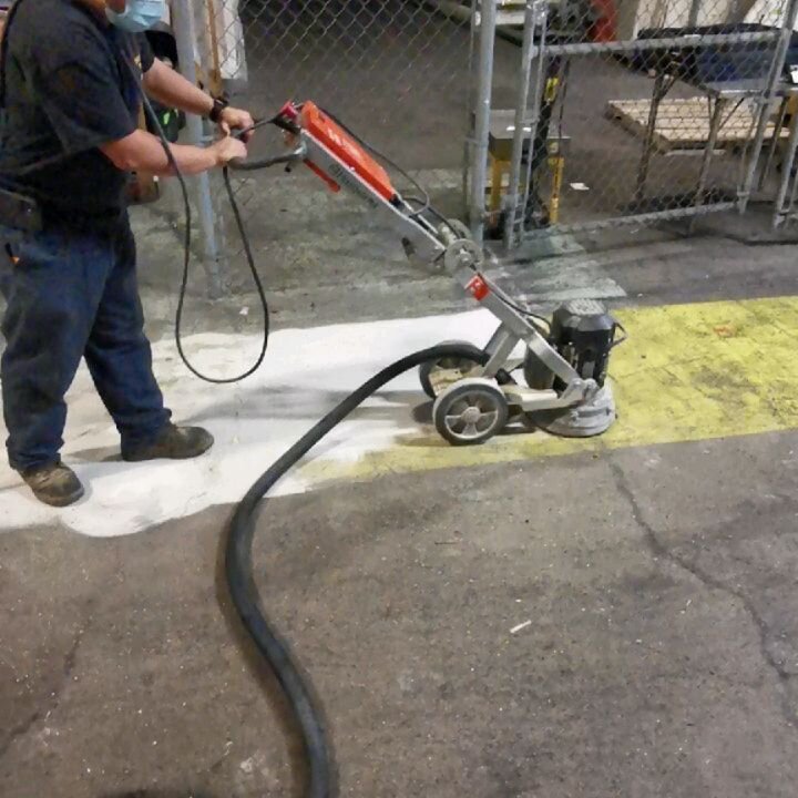 Removing some poorly installed epoxy(slipping hazards &amp; flaking). After hours work during plant shutdown to help our client achieve a safer work environment. 👷